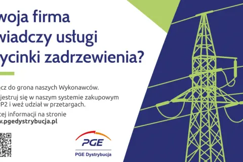 Grafika przedstawia schematyczną wieżę energetyczną na tle granatowym z zielonymi elementami.