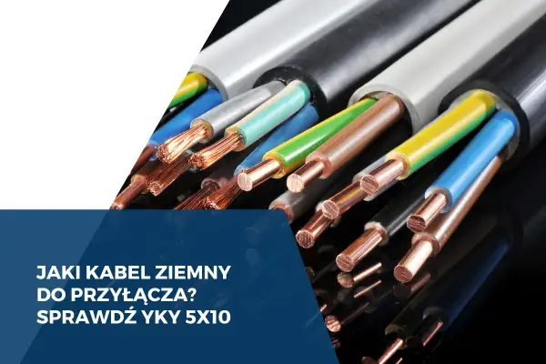 Zbliżenie na przekroje kabli elektrycznych z miedzianymi żyłami w różnych kolorach izolacji.