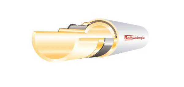 Przekrój rury wielowarstwowej z aluminium Roth Alu-Laserplus.